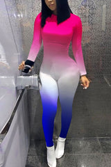 Imcute Gradient Long Sleeve Bodycon Jumpsuit