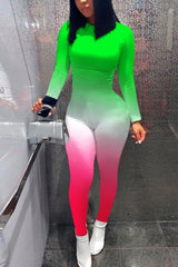 Imcute Gradient Long Sleeve Bodycon Jumpsuit