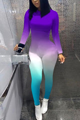 Imcute Gradient Long Sleeve Bodycon Jumpsuit