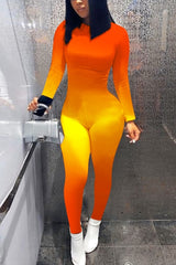 Imcute Gradient Long Sleeve Bodycon Jumpsuit
