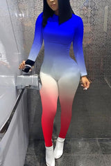 Imcute Gradient Long Sleeve Bodycon Jumpsuit
