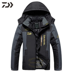 Black with gray waterproof performance jacket with warm lining