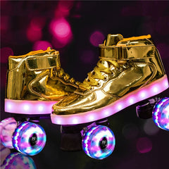 Led Rechargeable 4 Wheel Roller Skates