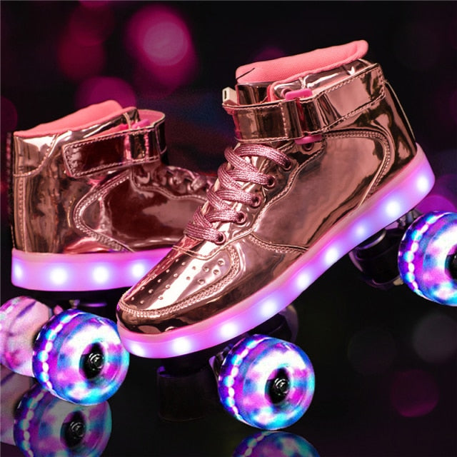 Led Rechargeable 4 Wheel Roller Skates