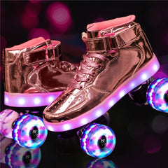 Led Rechargeable 4 Wheel Roller Skates