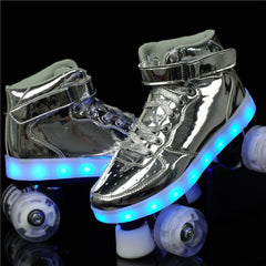 Led Rechargeable 4 Wheel Roller Skates